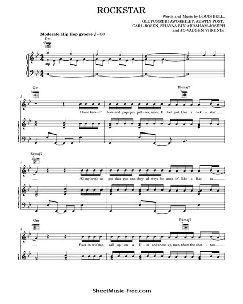 Rockstar Sheet Music Post Malone - ♪ SHEETMUSIC-FREE.COM