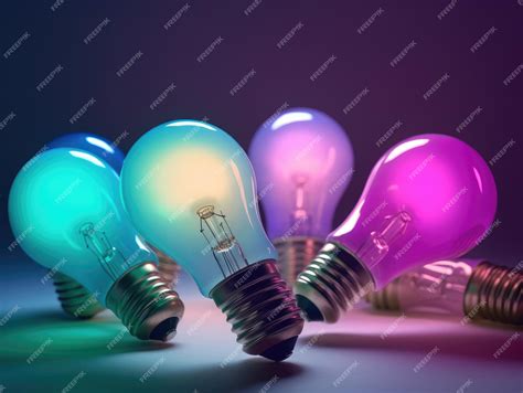 Premium AI Image | Colorful fluorescent light bulbs on a dark background