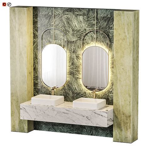 Green Marble Bathroom 3D model | CGTrader