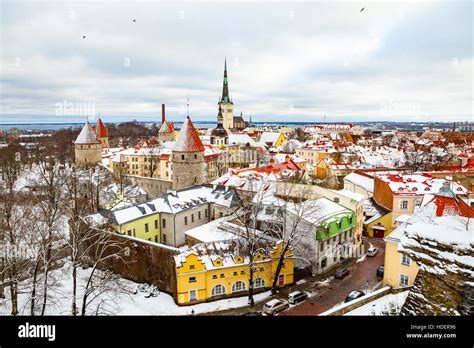 Beautiful winter view to Tallinn old town, Estonia Stock Photo - Alamy