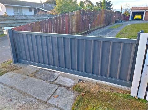 Colour Steel Sliding Gate Grey Friars Strong Fencing