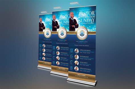 Blue Pastor Appreciation Roll-Up Banner Template | Inspiks Market