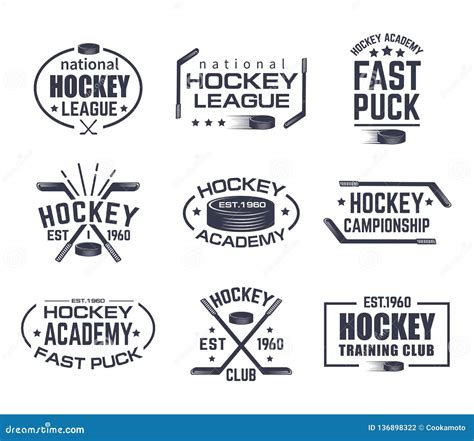 Set of Isolated Hockey Logo with Stick and Puck Stock Vector - Illustration of game, club: 136898322