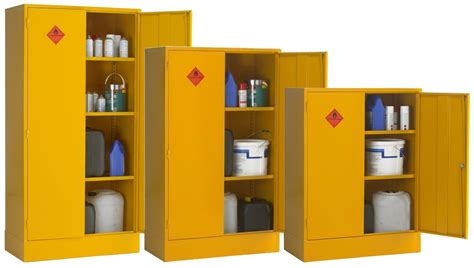 Floor standing storage cabinets for hazardous substances