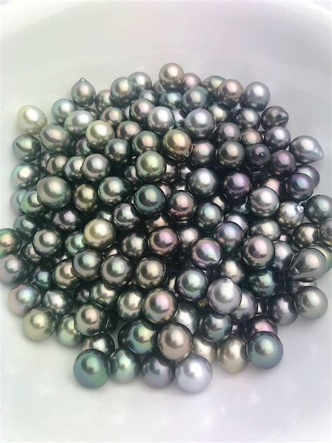 Multicolored Tahitian Natural color, Loose Pearls, Near Round, 9mm-9.9mm, AAA2 Quality,Tahitian ...