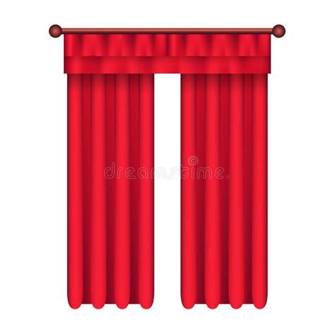 Classic Heavy Red Drape With Gold Tie Back Vector Stock Vector - Illustration of drapery, fold ...