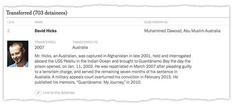 New York Times: An Updated Tool for Tracking the Detainees of Guantánamo Bay - C-VINE Network