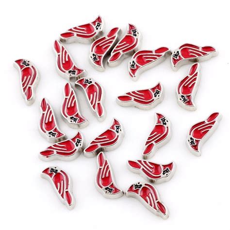 2020 5*10mm Zinc Alloy Metal Red Cardinal Charms Bird Floating Charms For Glass Living Memory ...