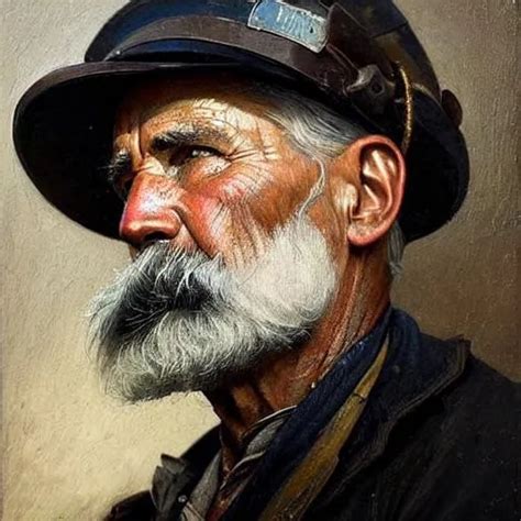 a portrait of an old coal miner in 19th century, bea... | OpenArt