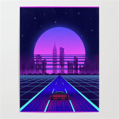 Synthwave Aesthetic Vaporwave Retro 80s 90s car Poster by V4to | Society6