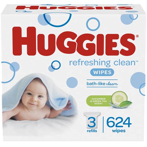 HUGGIES Refreshing Clean Scented Baby Wipes, Hypoallergenic, 3 Refill ...