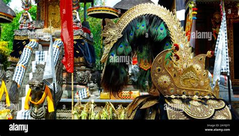 details of costume of Barong in hindu temple in Bali-Indonesia Stock Photo - Alamy