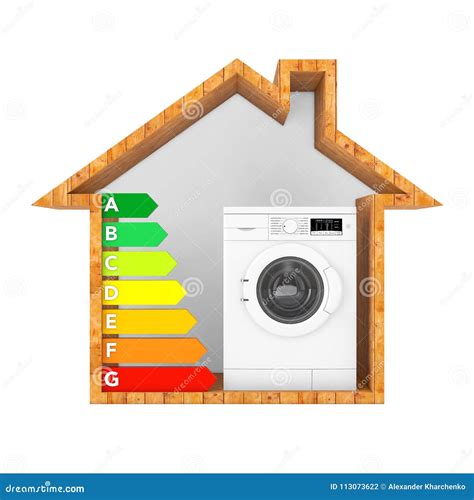 Modern Washing Machine with Energy Efficiency Rating Chart in Ab Stock Illustration ...