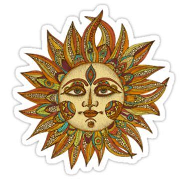 'Hippie Sun' Sticker by dgeoffrion | Sun art, Art, Moon art