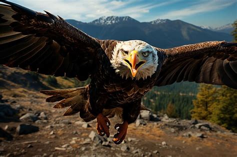 Premium Photo | Eagle flying in the mountains