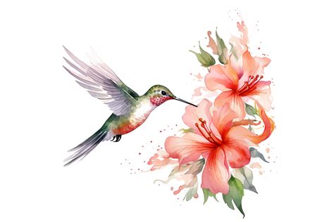 Hummingbird Flower Watercolor Clipart Graphic by sayedhasansaif04 ...