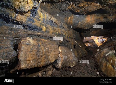 Volcanic cave lava tube formation, Gruta do Carvão / Carvão Cave in Azores Stock Photo - Alamy