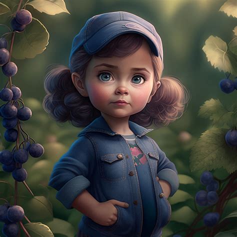 Cute girl picking blueberries Digital Art by Lori Stewart - Fine Art America