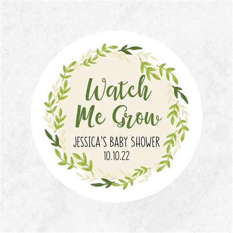 Personalized Watch Me Grow Stickers, Baby Shower Stickers, Baby Shower Favor, Succulent Favour ...