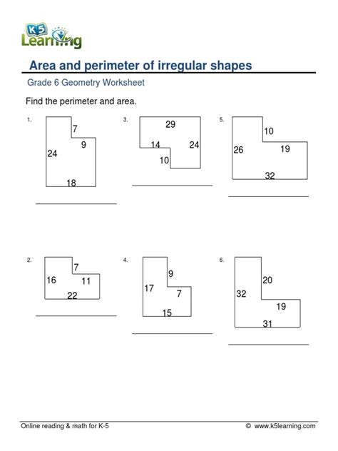 Area And Perimeter Worksheets Irregular Shapes