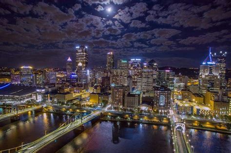 Pittsburgh under the Blue Moon, August 2015. Photo by Dave Dicello, available thru his Etsy shop ...