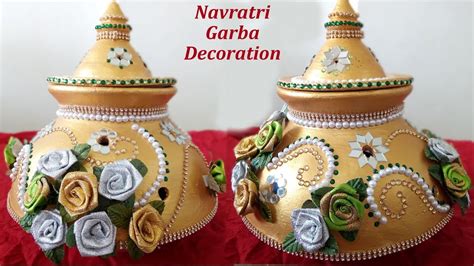 Navratri garba decoration | how to decorate pot at home | creative ...