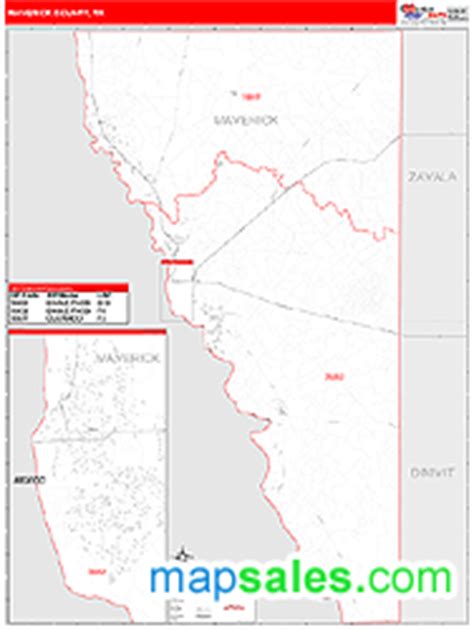 Maverick County, TX Wall Map Red Line Style by MarketMAPS