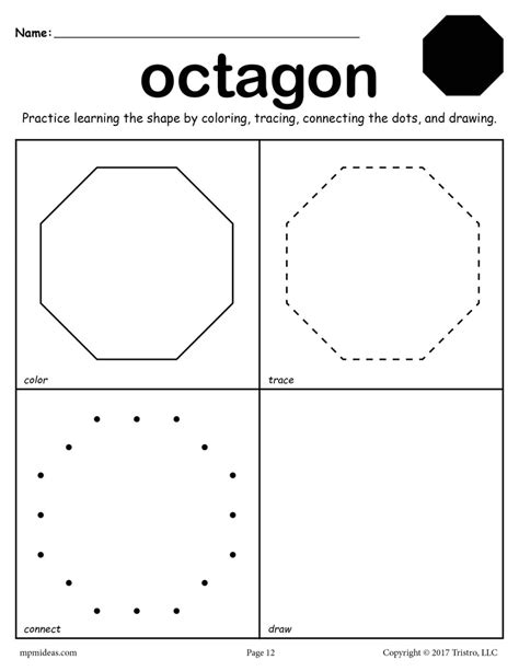 Octagon Worksheet - Color, Trace, Connect, & Draw! – SupplyMe