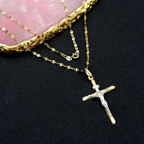 18K Real Gold Jesus Cross Necklace – Hamsa Gold