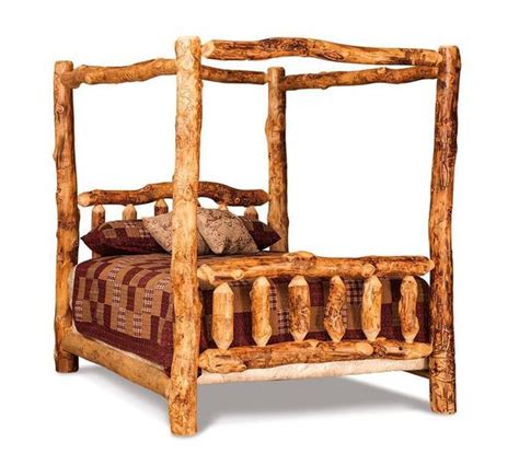 Rustic Log Cabin Canopy Bed from DutchCrafters Amish Furniture