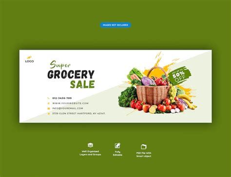 Premium PSD | Super grocery sale social media banner