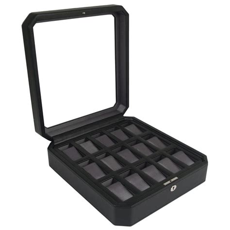 WOLF Windsor 15 Piece Watch Box (Black) – Watch Winder Station