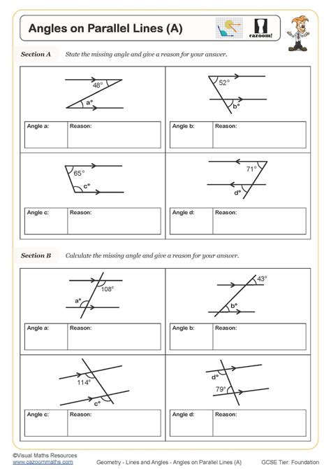 Angles In Parallel Lines Worksheet Ks3 Pdf