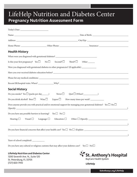 Pregnancy Nutrition Assessment Form - Lifehelp Nutrition and Diabetes Center - Fill Out, Sign ...