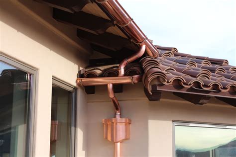 Seamless Copper Half Round Rain Gutters. Fastened with Cast Brass Brackets. The Rain Gutter is ...