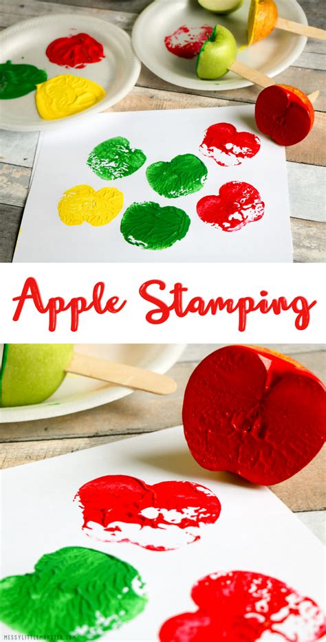 Apple Stamping Art - Painting with Real Apples - Messy Little Monster