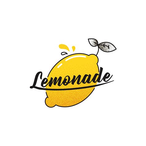 Make lemonade logo. Logotype with bright fresh lemon. Summer drawing for a smoothies shop ...