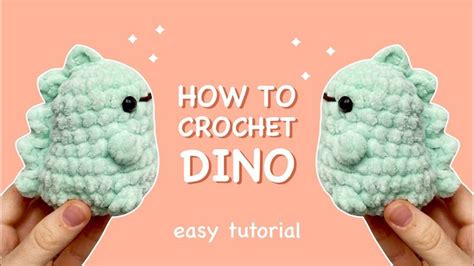 two hands holding small crocheted animals with the words how to crochet dino