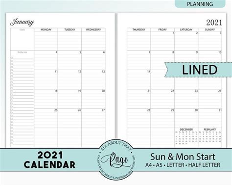 NEW 2023 2024 Monthly Calendar Printable Two 2 Page Planner - Etsy | Monthly calendar printable ...