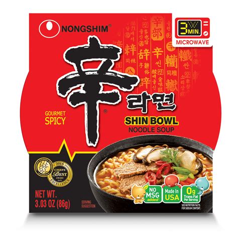 Nongshim Shin Ramyun Spicy Beef Ramen Noodle Soup Bowl, 3.03oz X 12 Count - Walmart.com