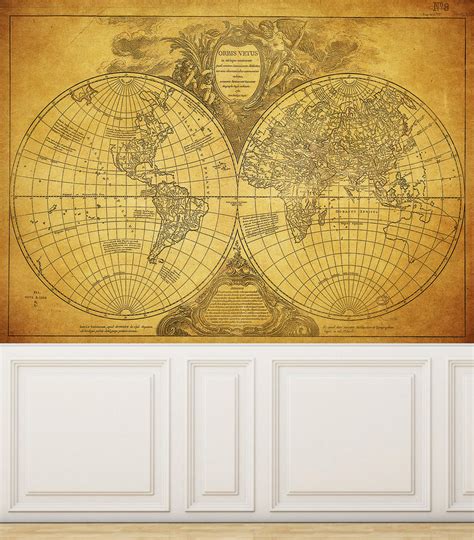 Wall Mural Grunge Old Map of the World, Peel and Stick Repositionable – RoyalWallSkins