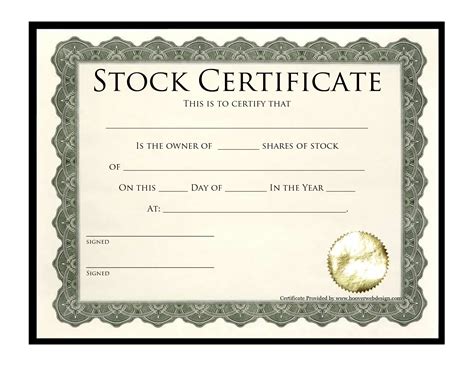 Blank Stock Certificate - Free Printable Documents