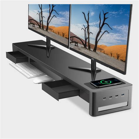 Vaydeer Upgraded Monitor Riser Stand with Dual Drawers