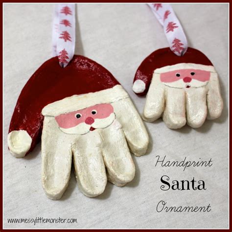 Salt Dough Ornaments - Santa Handprints - Fun Crafts Kids