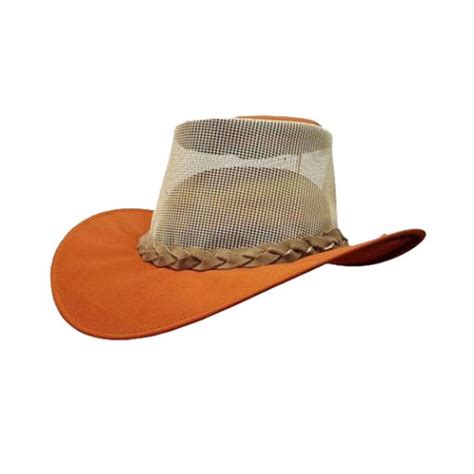 Orange Cowboy Hat With Mesh | Leather Cowboy Orange Mesh Hat – Hats Expert