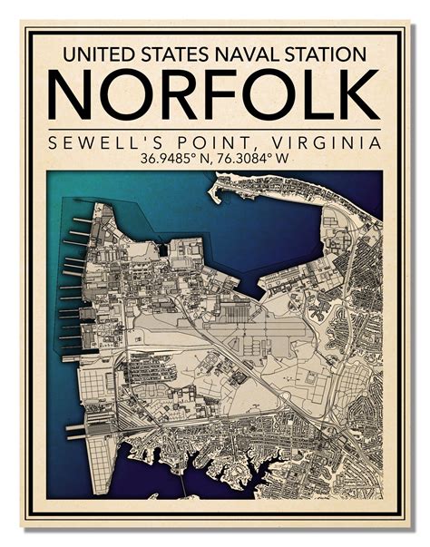 Wall Art Map Print of Naval Station Norfolk Virginia | Etsy