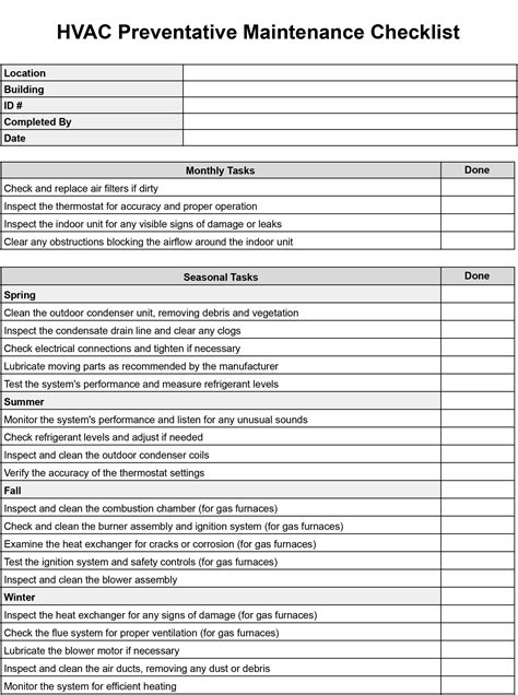 HVAC Maintenance Checklist Templates Download & Print for Free!