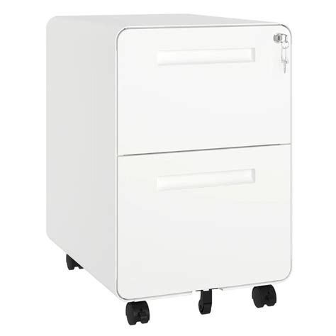 Yitahome | 2-Drawer Rolling Metal File Cabinet with Lock and Caster in White