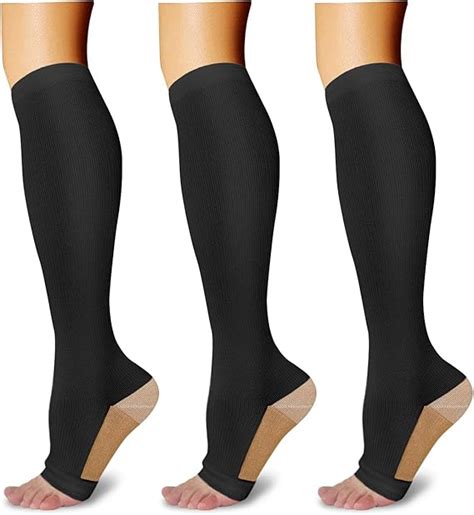 3 Pairs Open Toe Compression Socks for Men Women Toeless Compression ...