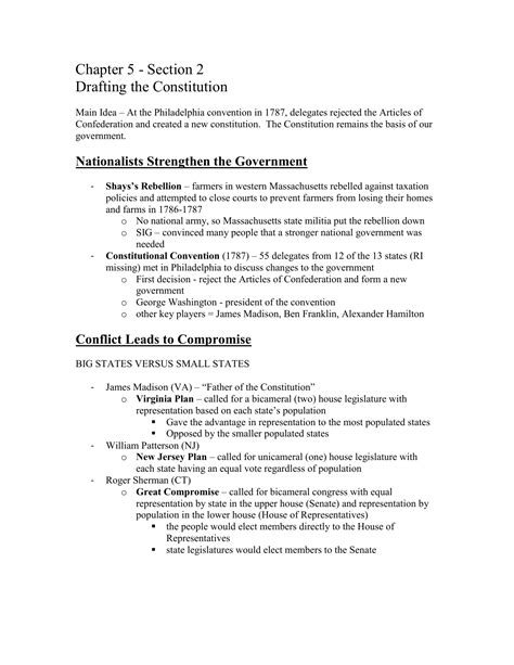 Chapter 5 - Section 2 Drafting the Constitution